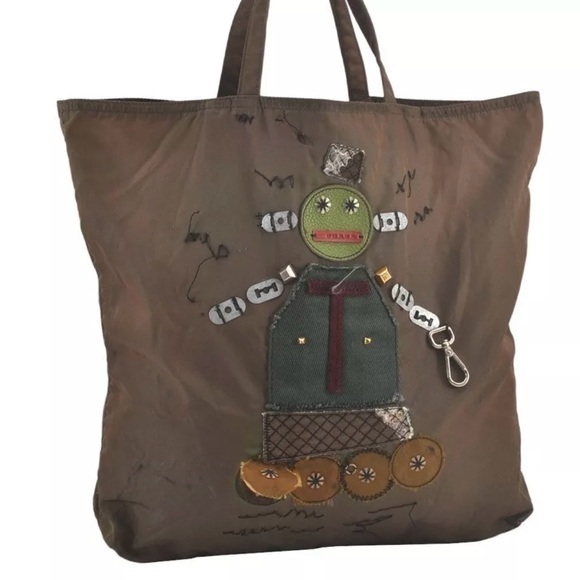 Prada Handbags - Prada Nylon Tessuto Robot Tote Bag/Shoulder Bag Olive Green | Women’s | Used |